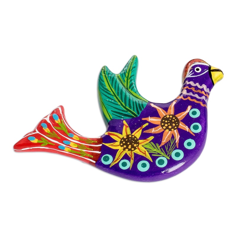 Novica Handmade Cheerful Doves Ceramic Magnets (Set Of 3)