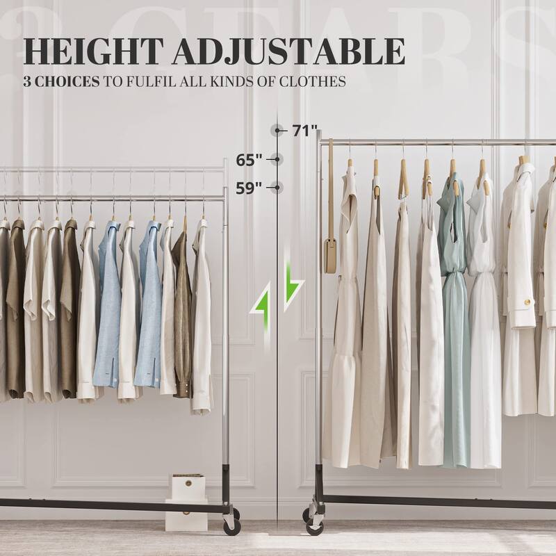 Commercial Garment Rack Hold 400LBS Heavy Duty Clothing Rack Adjustable Rolling Clothes Rack for Hanging Clothes Racks on Wheels