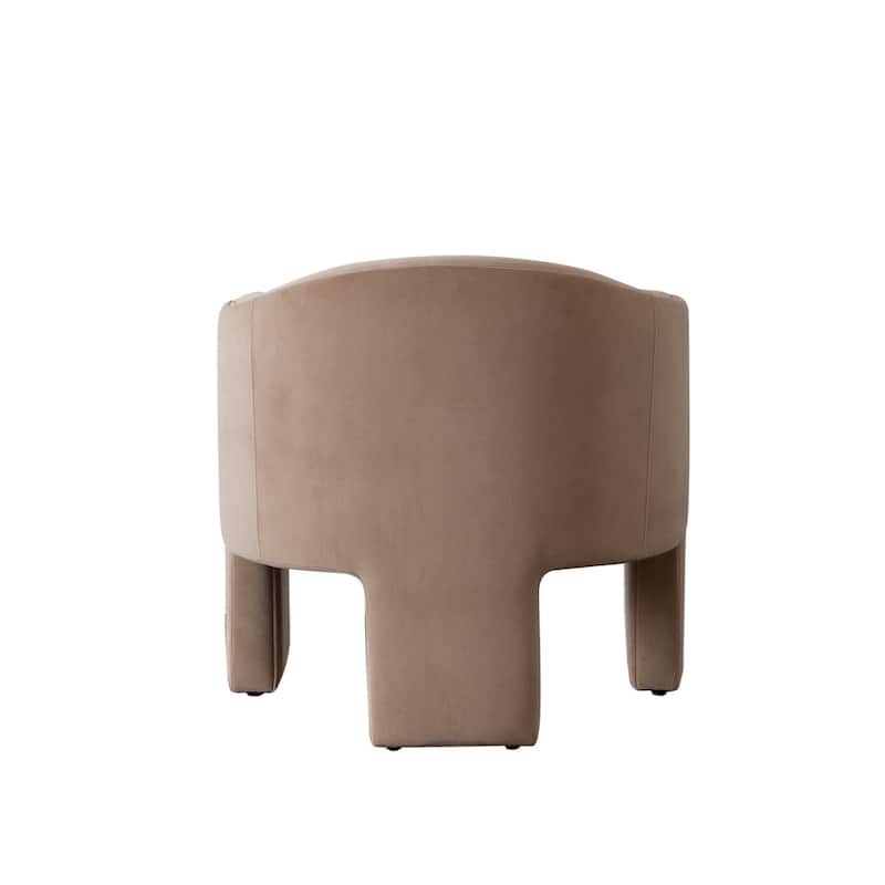 Lery Accent Chair, Curved Back Tripod Base, Camel Brown Velvet, 29 Inch
