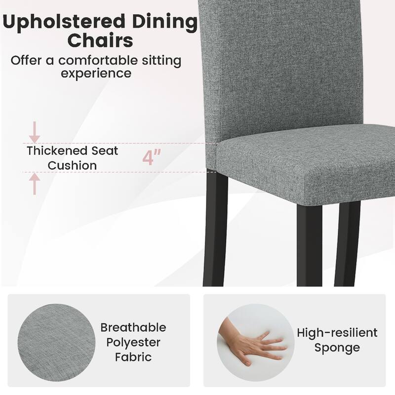 Gymax Dining Chair Set of 4 Mid-Century Modern Fabric Upholstered