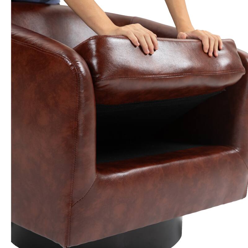 2 Set Round Barrel Chair 360-Degree Swivel Accent Chairs