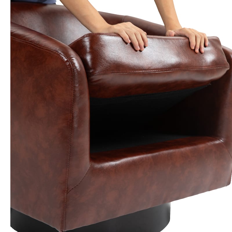 Modern Round Swivel Accent Chair Set of 2 Barrel Chair for Living Room