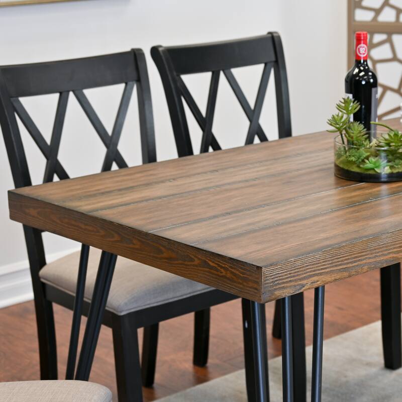 Modern Style Dining Set with Rectangular Table and Cross-back Chairs