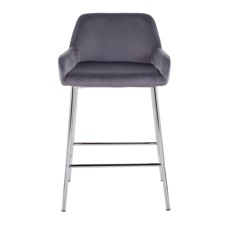 Silver Orchid Galotti Chrome Fixed-Height Upholstered Counter Stool - Set of 2