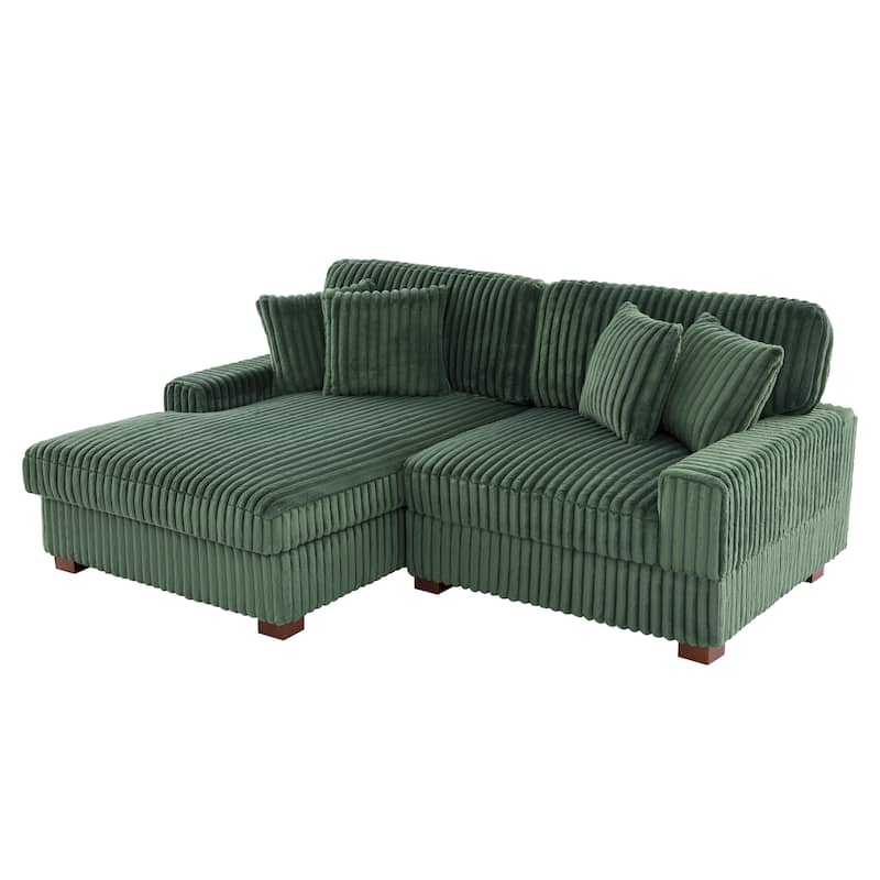 Anne 82" W Comfy Upholstered Plush Corduroy Modular Sectional Sofa