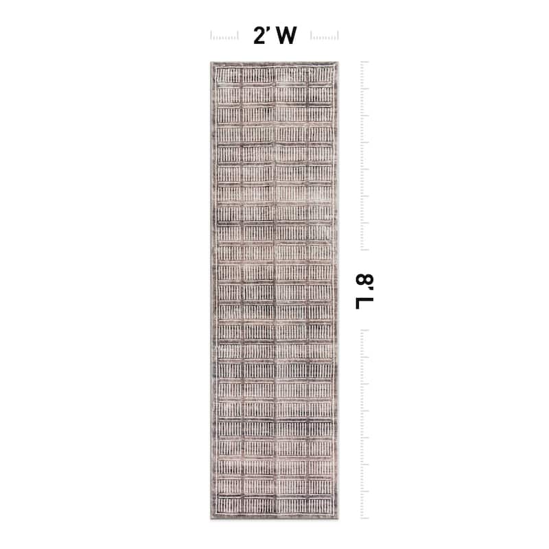 World Rug Gallery Bohemian Stripe Lines Washable Non Slip Area Rug