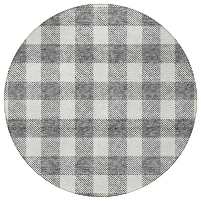 HomeRoots Plaid Transitional Rectangle Outdoor Rug