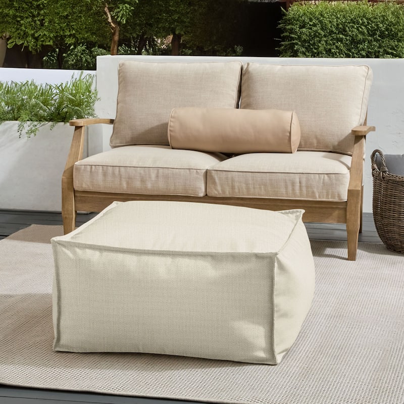 Sorra Home Sunbrella Outdoor Top Stitch Solid Bean Pouf - Canvas Cloud - Large