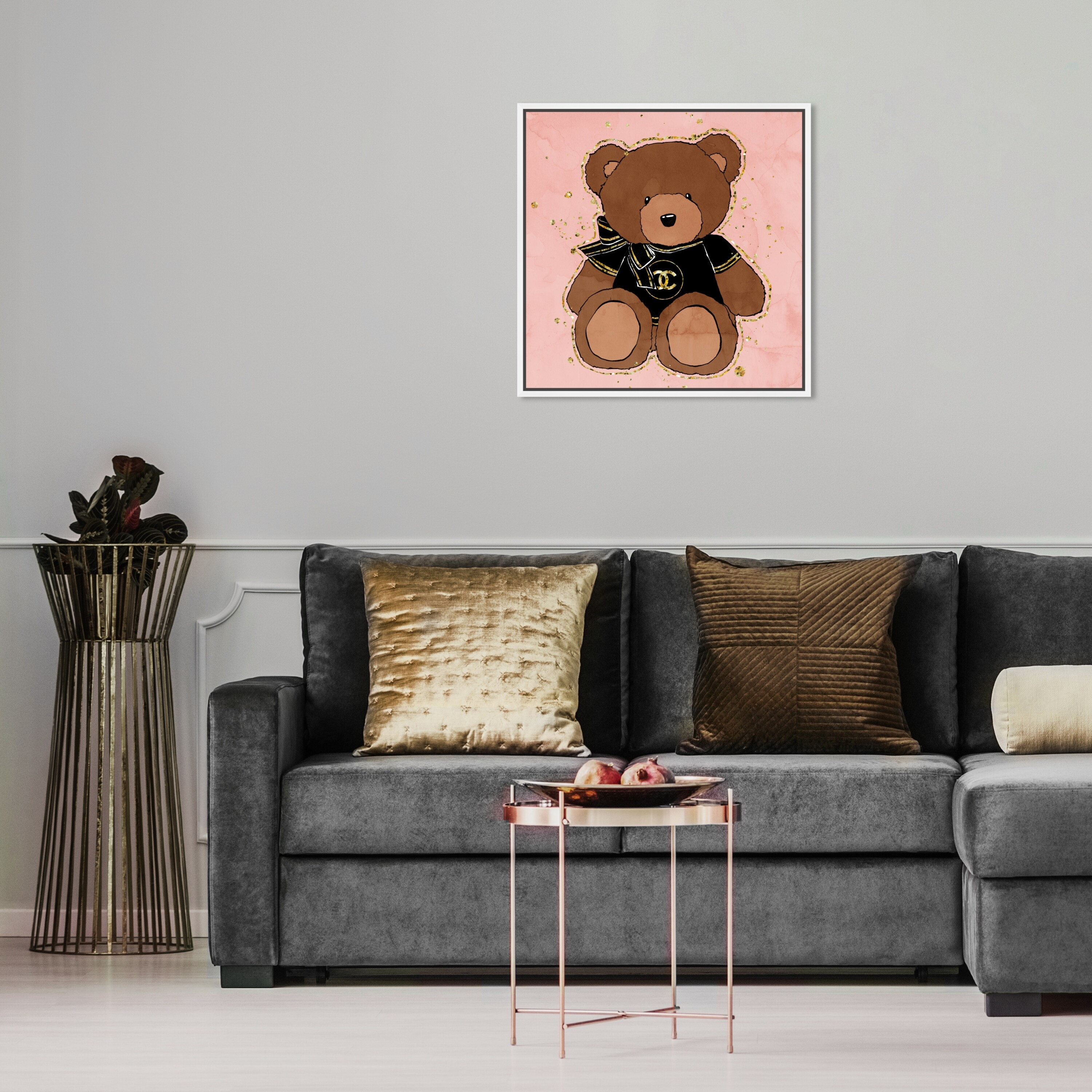 Oliver Gal 'First Glam Teddy Bear' Fashion and Glam Wall Art