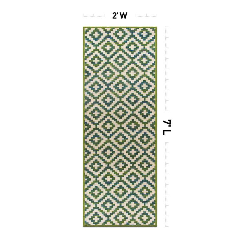 Contemporary Geometric Trellis Indoor/Outdoor Area Rug