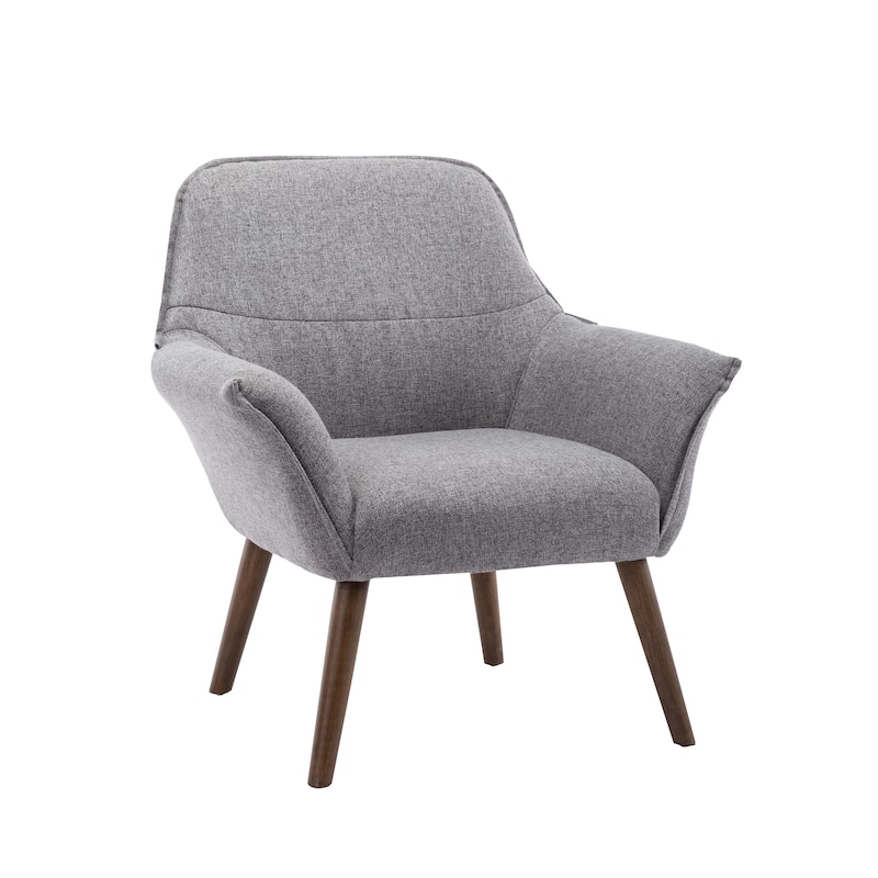 Porthos Home Llya Accent Chair, Fabric Upholstery, Rubberwood Legs - Grey