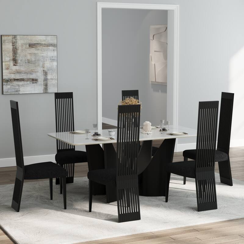 Modern Luxury Boucle Dining Chairs with High Back Design and Metal Legs