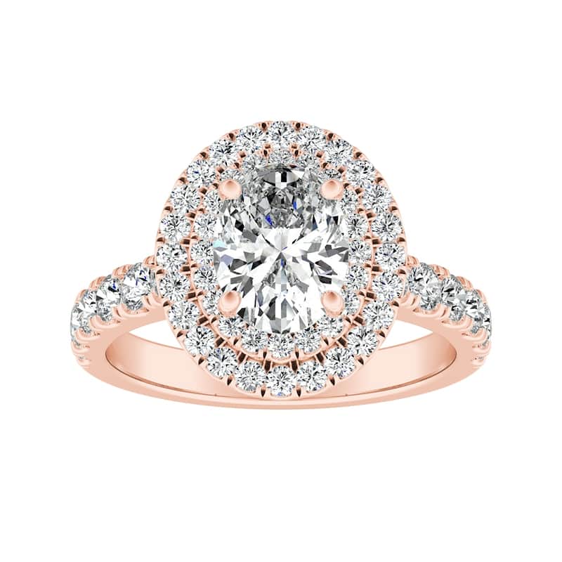 Auriya 14k Gold Classic Oval Shape 1 1/4ctw Double Halo Diamond Engagement Ring