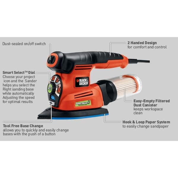 BLACK+DECKER Random Orbit Sander with Smart Select (MS2000) - Power Random  Orbit Sanders 