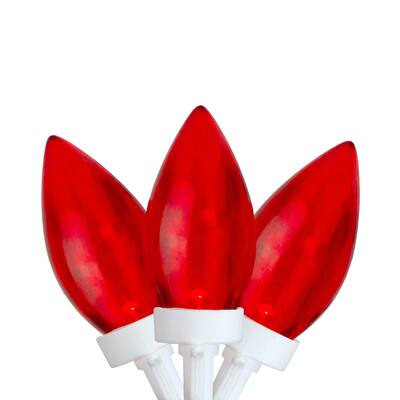 25 Count Red LED C9 Christmas Lights, 16 ft White Wire