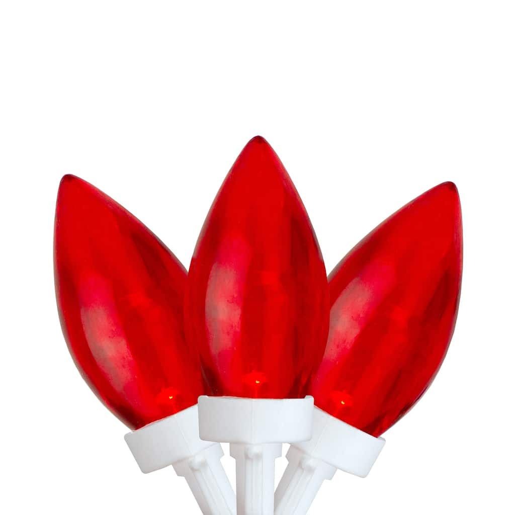 LED C9 Christmas Lights - Red - 16' White Wire - 25ct