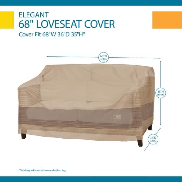 dimension image slide 2 of 3, Duck Covers Elegant Waterproof Patio Loveseat Cover