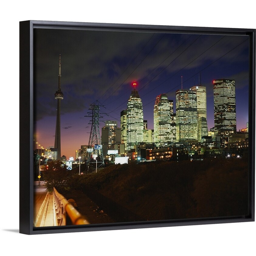 Shop Buildings Lit Up At Night Toronto Ontario Canada Black