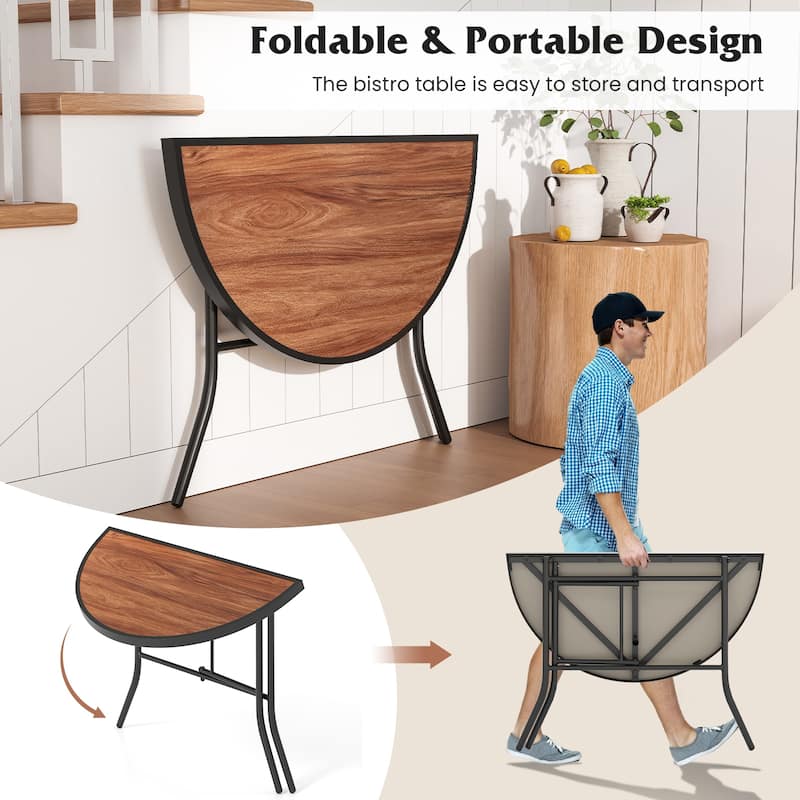 Gymax 2PCS Half-Round Folding Event Table Foldable Banquet Table w/