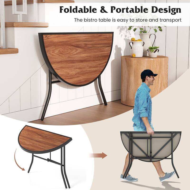 Gymax Half-Round Folding Event Table Foldable Banquet Table w/ Metal
