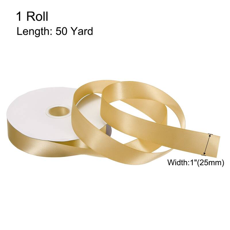 Satin Ribbon Grosgrain Valentine Solid Double Face Wedding Ribbon - Champagne - 1" x 50 Yard