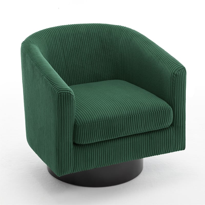 Modern 360° Swivel Corduroy Accent Chair Barrel Armchair
