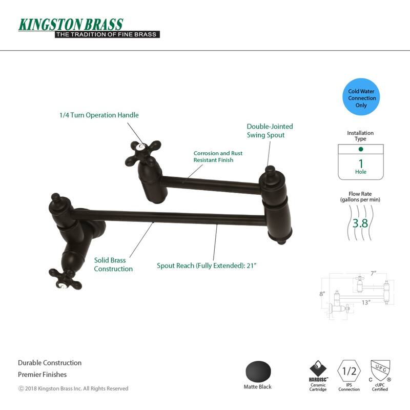 Kingston Brass Restoration Wall Mount Pot Filler Kitchen Faucet
