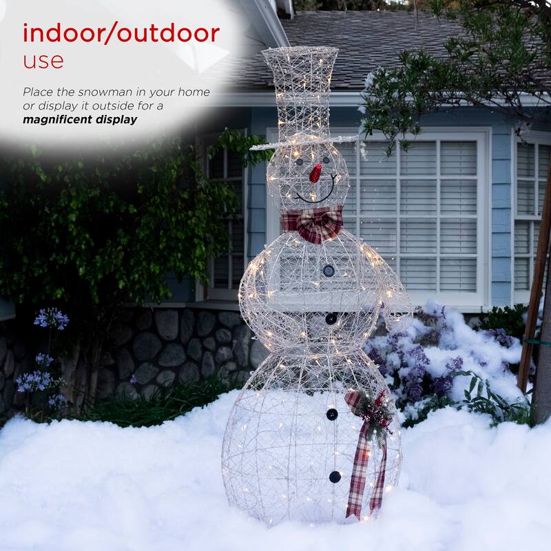 Alpine Corporation Gold Wire Holiday Décor Snowman with Warm White LED Lights