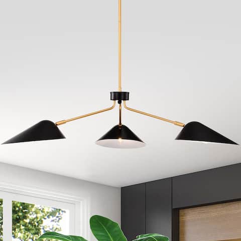 Stelle Gold+Black 3-Light Abstract & Metal Branched Chandelier