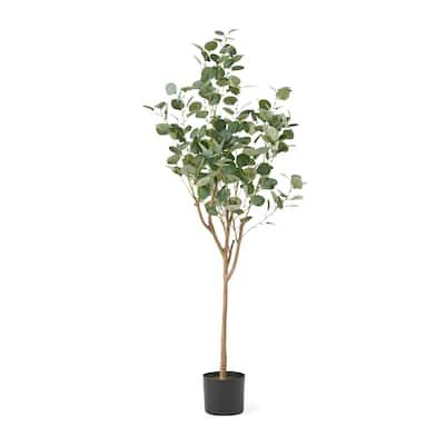 Zylo Faux Tree Eucolites Plant, 59 Inch, Green Polyester