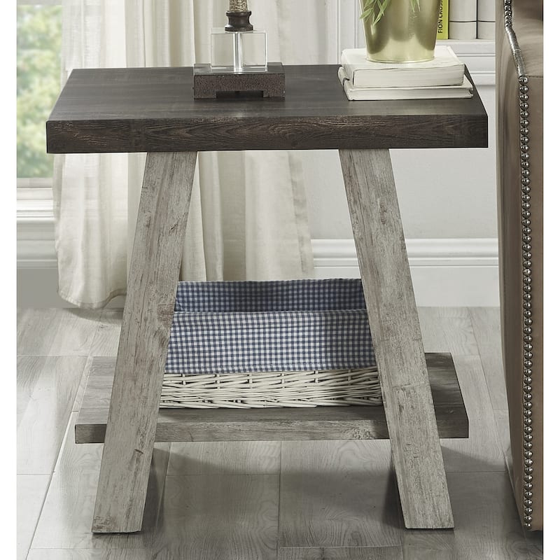 Contemporary Two-Tone Wood Shelf End Table