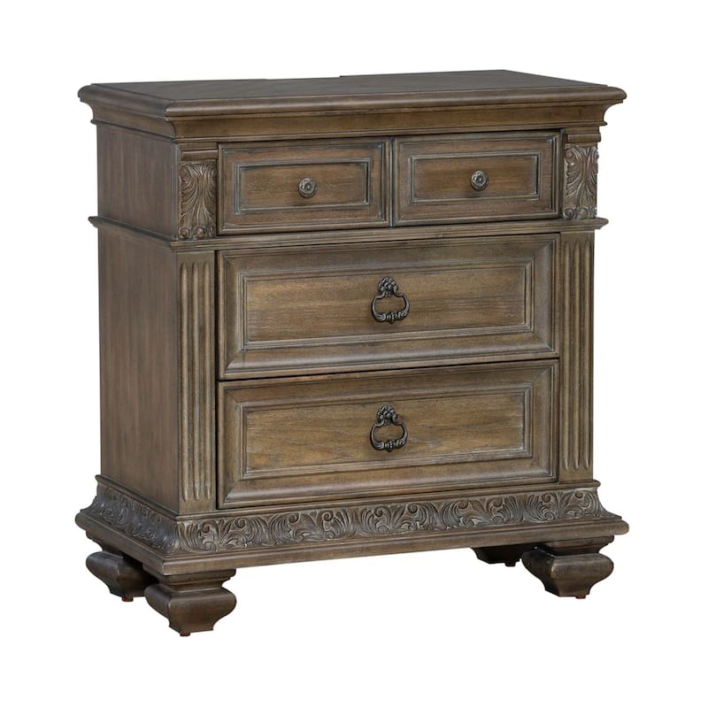 Carlisle Court Chestnut Bedside Chest with Charging Station