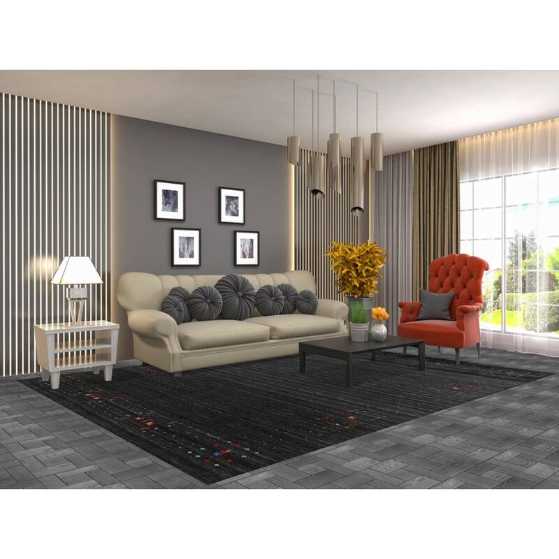 Gabbeh Indian Area Rug Handmade Bedroom Silk Carpet - 7'9" x 9'11"