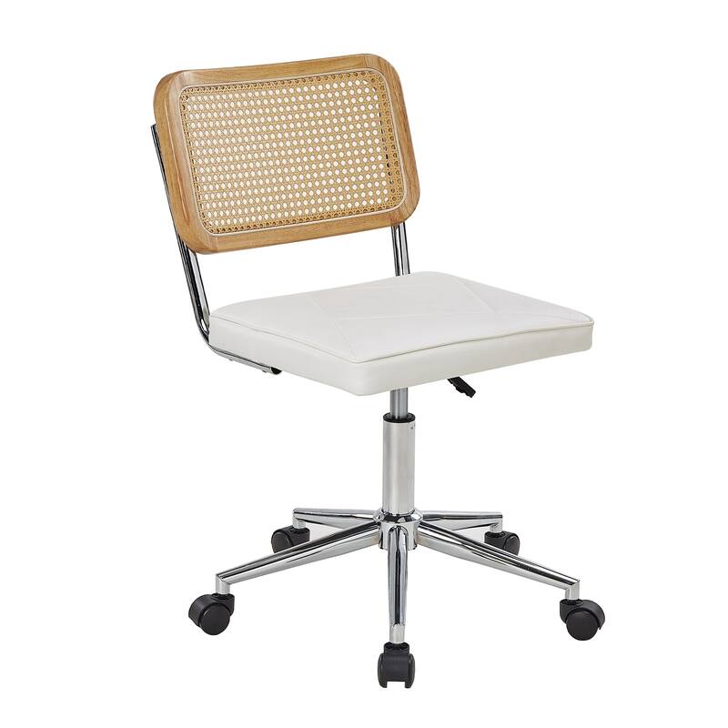 Javlergo Armless Home Office Desk Chair, Height Adjustable PU Leather Computer Task with 360° Swivel Rolling Wheels