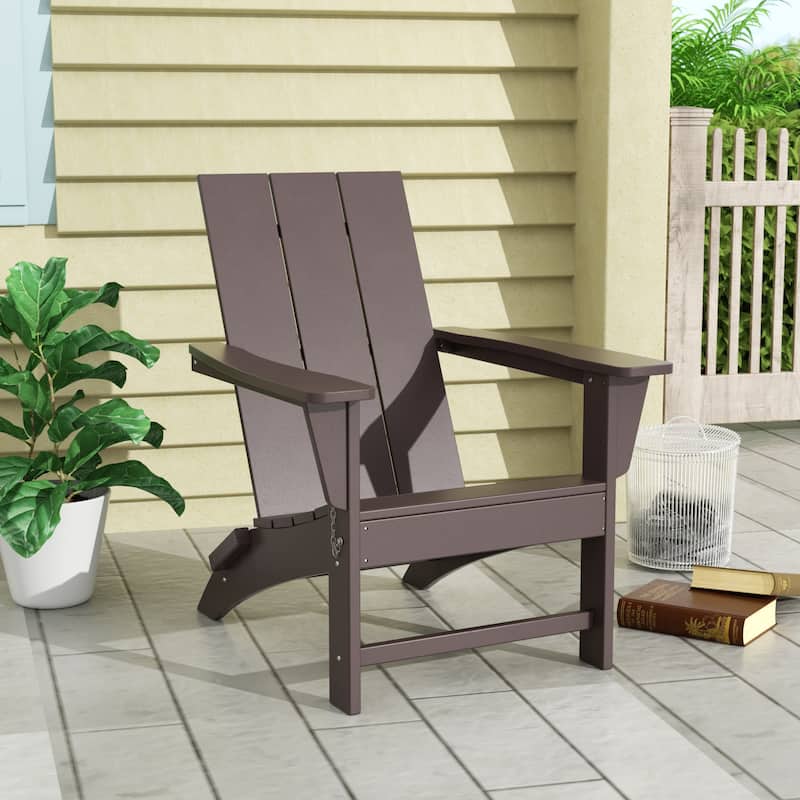 Shoreside Modern Eco-Friendly All Weather Commercial-Residential Folding Adirondack Chair - Dark Brown