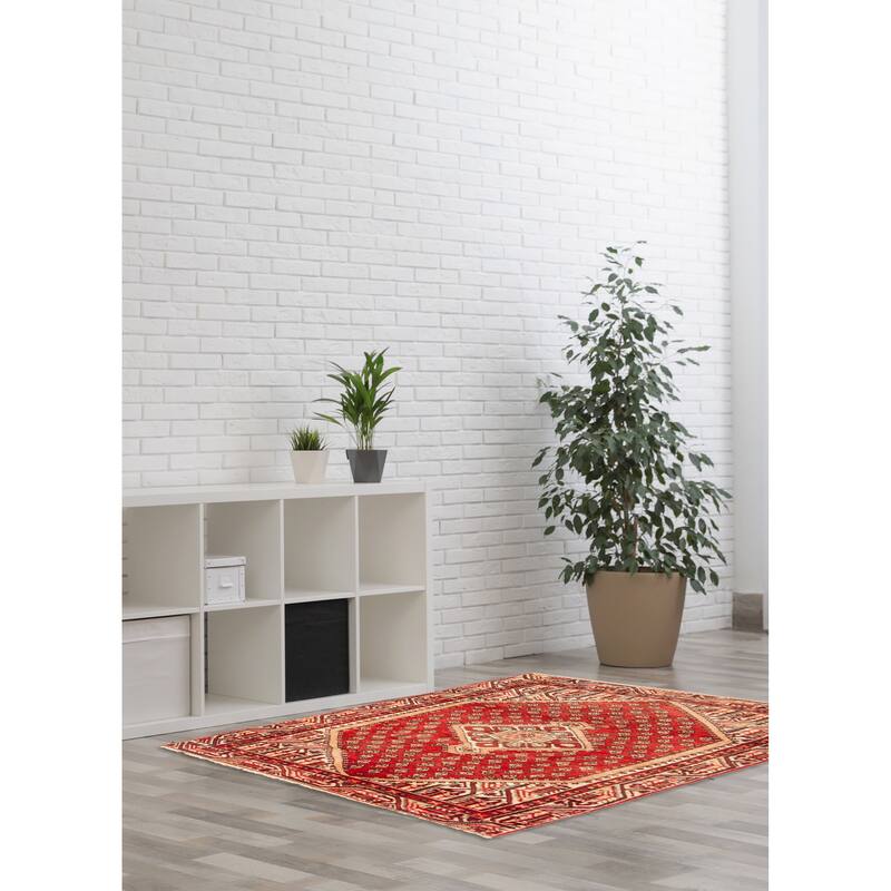 ECARPETGALLERY Hand-knotted Andelz Red Wool Rug - 3'3 x 4'11