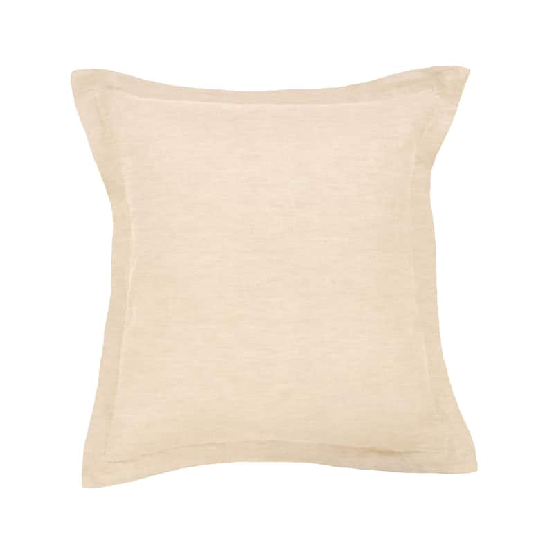 100% French Linen Flanged Euro Sham by BOKSER HOME - Pillow Covers - 26" x 26" - Putty Heather
