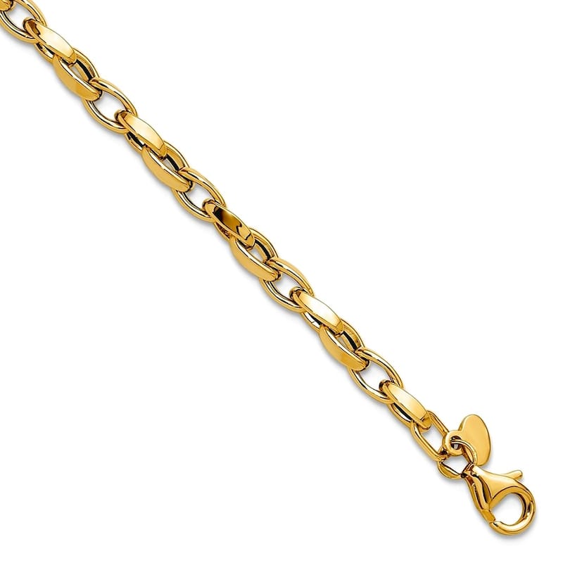 Curata 10K Yellow Gold 7.25" 3.5mm Twisted Oval Fancy Link Bracelet