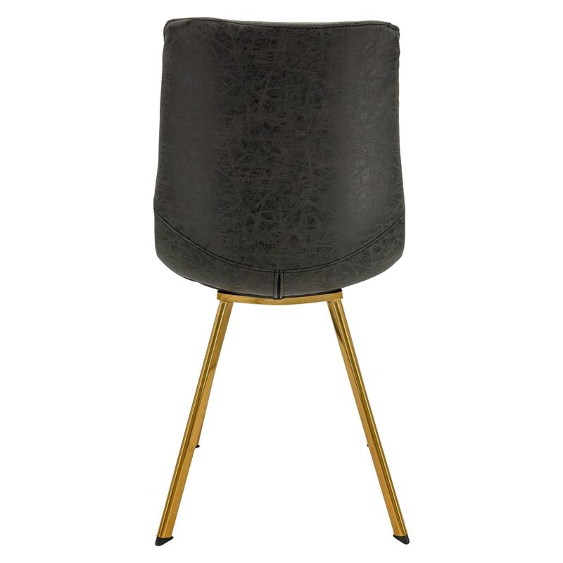 Markley Leather Dining Chair Set of 2 With Gold Metal Legs Modern Accent Side Chair