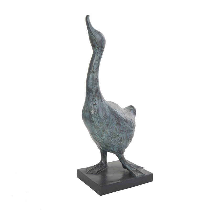 Blue Resin Bird Decorative Sculpture with Abstract Texturing (Set of 2)