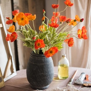 RusticReach Silk Common Poppy Flower Stem 22" Tall