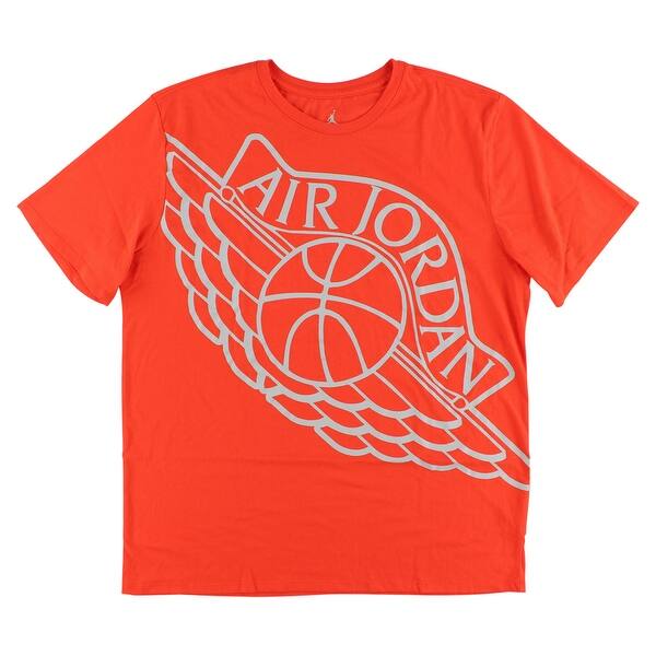 Shop Jordan Mens Retro Wingspan Flight Shirt Orange Orange Grey