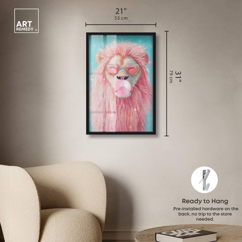 Pastel Lion Bubblegum Shadowbox by Art Remedy