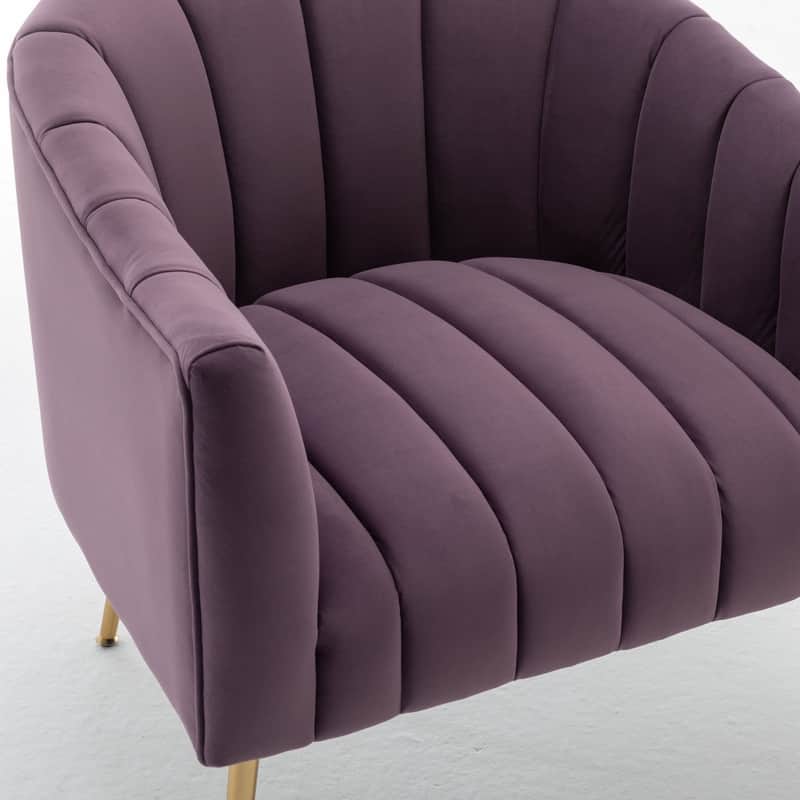 SEYNAR Modern Glam Velvet Accent Vanity Chair with Golden Metal Legs for Living Room