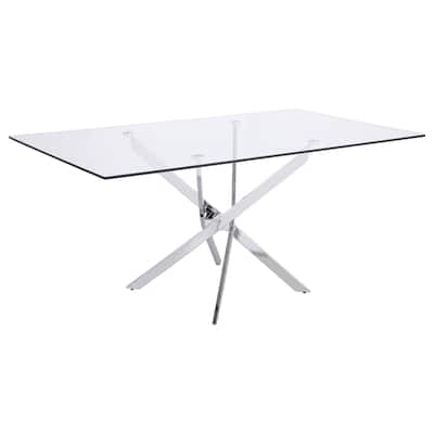 Carmelo Rectangular 66-inch Glass Top Dining Table Chrome