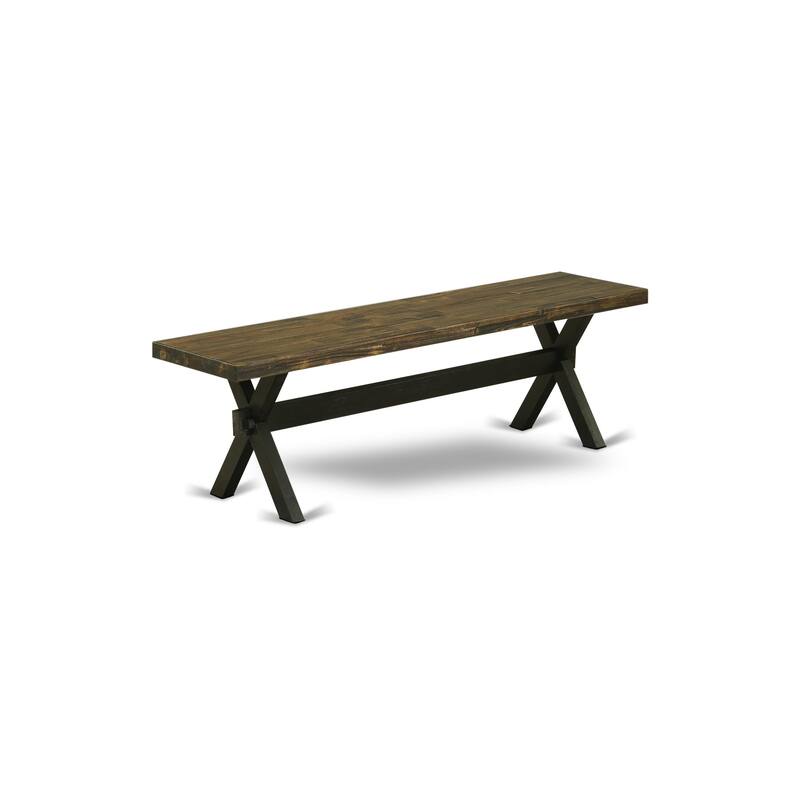 East West Furniture X-Style Modern Dining Room Bench with Wooden Seat(Finish Options)