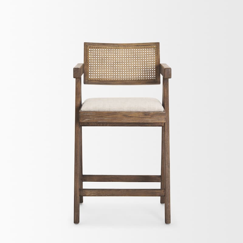 Indie Medium Brown w/ Cane Counter Stool -  21.3L x 21.5W x 38.0H