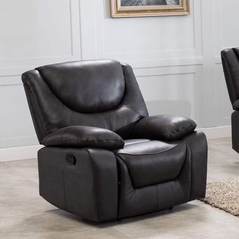 Contemporary Top Grain Leather Upholstered Recliner