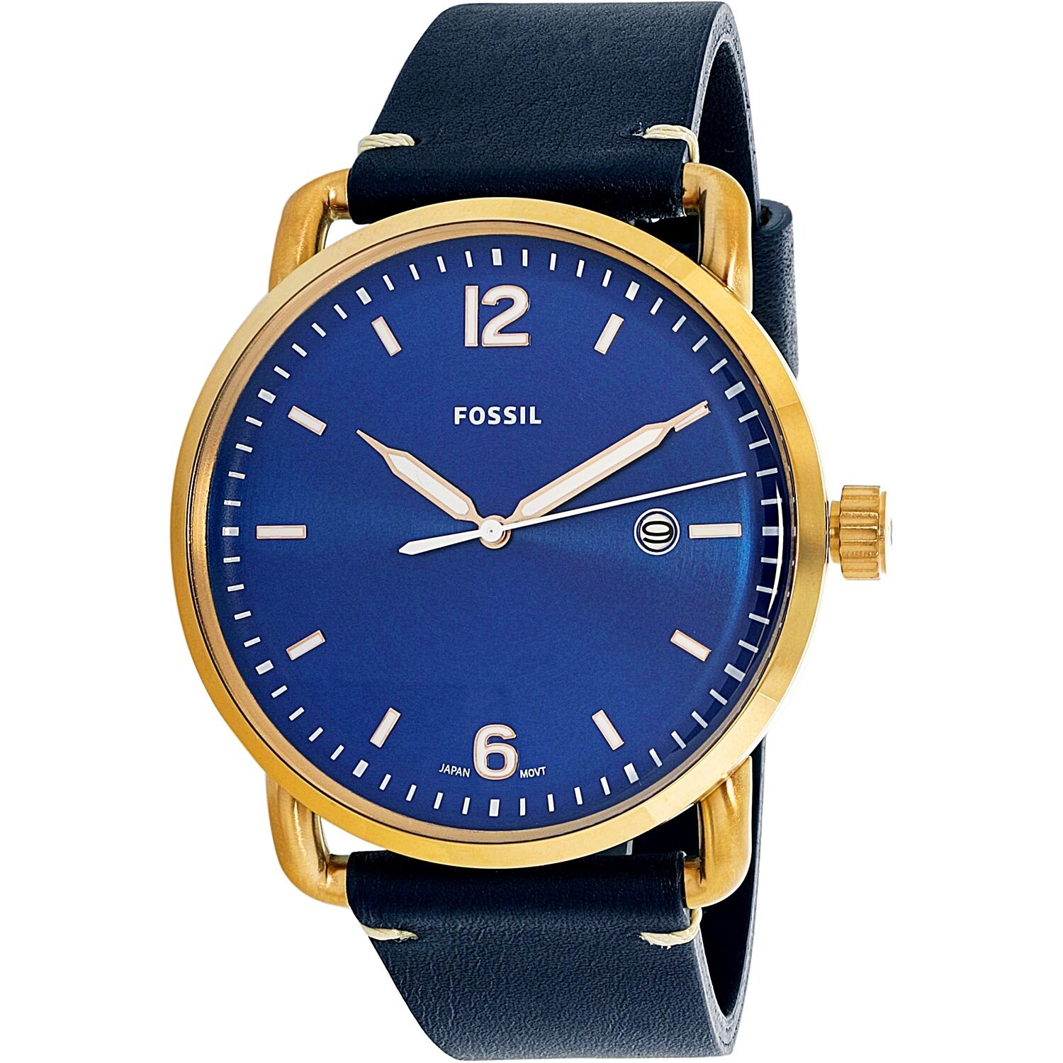 Shop Fossil Men S The Commuter Gold Leather Japanese Quartz Dress