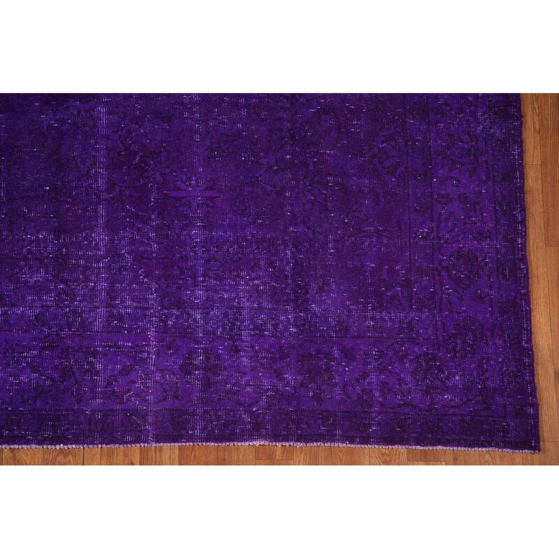 Purple Over-Dyed Anatolian Turkish Vintage Rug Handmade Wool Carpet - 6'10"x 10'7"